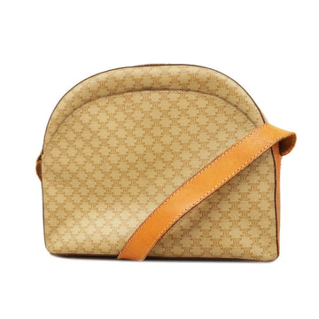 CELINE Shoulder Bag Macadam Leather Light Brown Women's