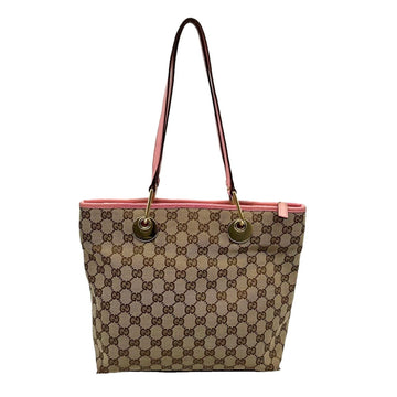 GUCCI Shoulder Bag GG Canvas Beige Leather Pink Ladies Tote 139552