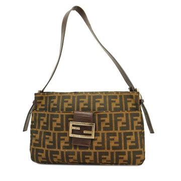 FENDI Shoulder Bag Zucca Nylon Canvas Brown Ladies