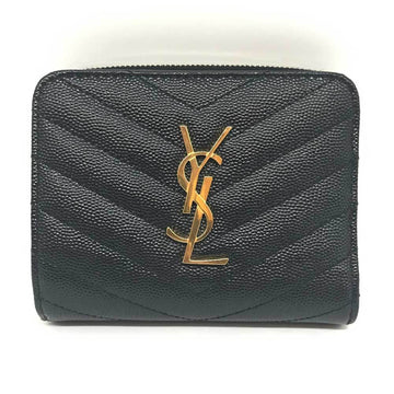 SAINT LAURENT Compact Zip Around YSL Black 403723