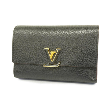 LOUIS VUITTON Tri-fold Wallet Taurillon Portefeuille Capucines Compact M62157 Noir Ladies