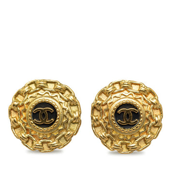 CHANEL Coco Mark Chain Earrings Gold Plated Women's