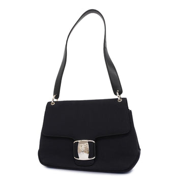 SALVATORE FERRAGAMO Shoulder Bag Vara Canvas Black Women's