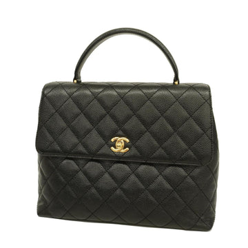 CHANEL Handbag Matelasse Caviar Skin Black Champagne Women's