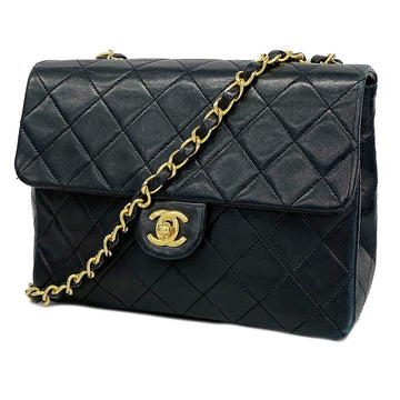 CHANEL Shoulder Bag Matelasse Chain Lambskin Black Women's