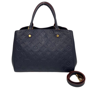 LOUIS VUITTON Montaigne MM Monogram Empreinte 2way Handbag Shoulder Bag Navy 356-9 240316kmk356-9