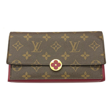 LOUIS VUITTON Portefeuille Flore Monogram Fuchsia M64585 with Initials