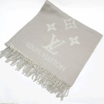 LOUIS VUITTON Scarf Cashmere Light Gray Off-White Women's w0372a