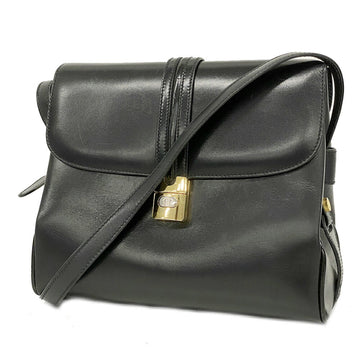 GUCCI shoulder bag old  leather black ladies