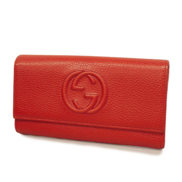 GUCCI long wallet soho 598206 leather red champagne ladies