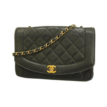 CHANEL Shoulder Bag Matelasse Diana Chain Lambskin Black Women's