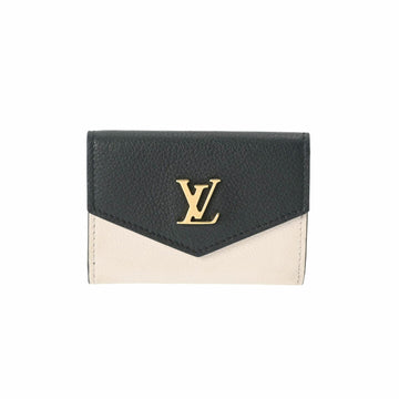 LOUIS VUITTON Portefeuille Rock Black Cream Pink M80984 Women's Grain Calfskin Tri-fold Wallet