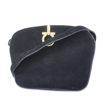 SALVATORE FERRAGAMO Shoulder Bag Gancini Suede Black Women's