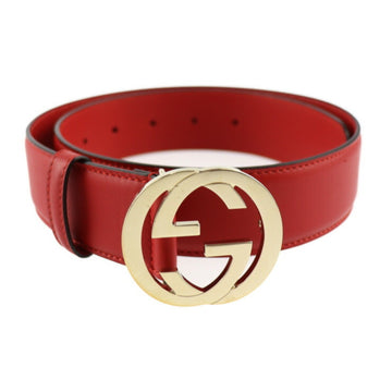 GUCCI Interlocking G Belt 546386 Size 70 Leather Red