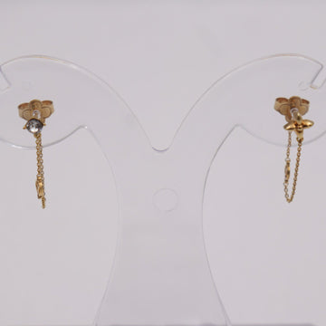 LOUIS VUITTON Boucle de Reuil Petit Earrings M00390 Metal Rhinestone Gold Monogram Flower LV Circle Ear