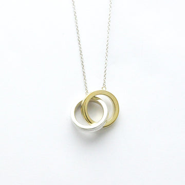 TIFFANY Interlocking Necklace Silver 925,Yellow Gold [18K] No Stone Men,Women Fashion Pendant Necklace [Gold,Silver]