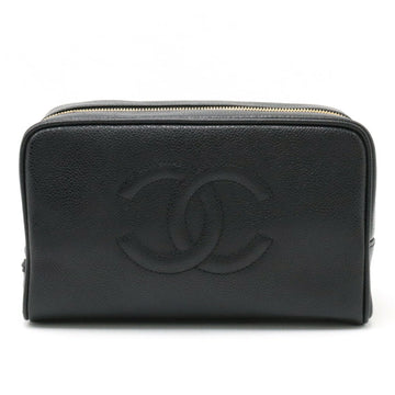 CHANEL Cocomark clutch bag second caviar skin leather black