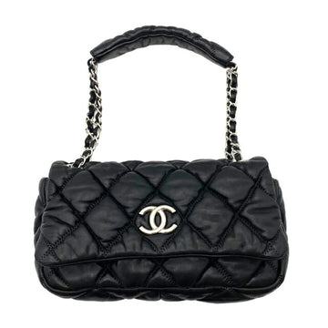 CHANEL Bubble Quilt Chain Shoulder Bag in Lambskin, Black