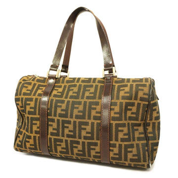 FENDI Handbag Zucca Nylon Canvas Brown Women's