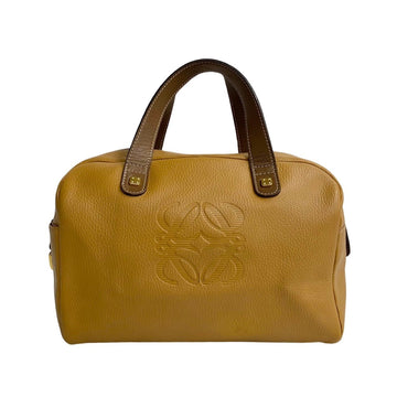 LOEWE Anagram All Leather Handbag Boston Bag Brown Camel 13308