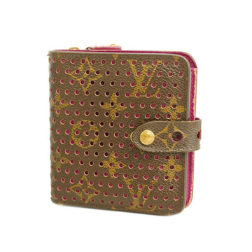 LOUIS VUITTON Wallet Monogram Perforated Compact Zip M95188 Brown Fuchsia Women's