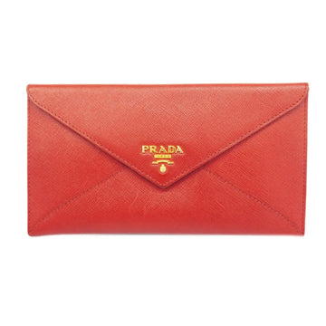 PRADA Long Wallet Saffiano Leather Red Men's Women's