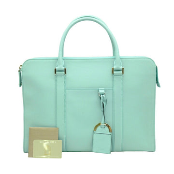 BVLGARI Bulgari Man Tote Bag Handbag Grained Leather Light Blue 287653