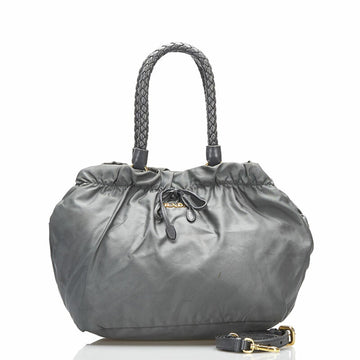 PRADA Shoulder Bag Handbag Grey Khaki Nylon Women's