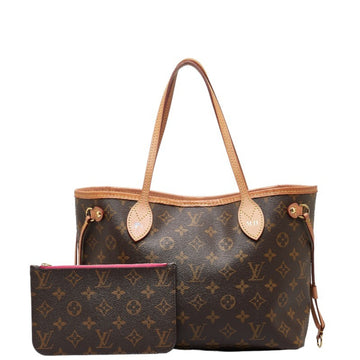 LOUIS VUITTON Monogram Neverfull PM Handbag Tote Bag M41245 Brown PVC Leather Women's
