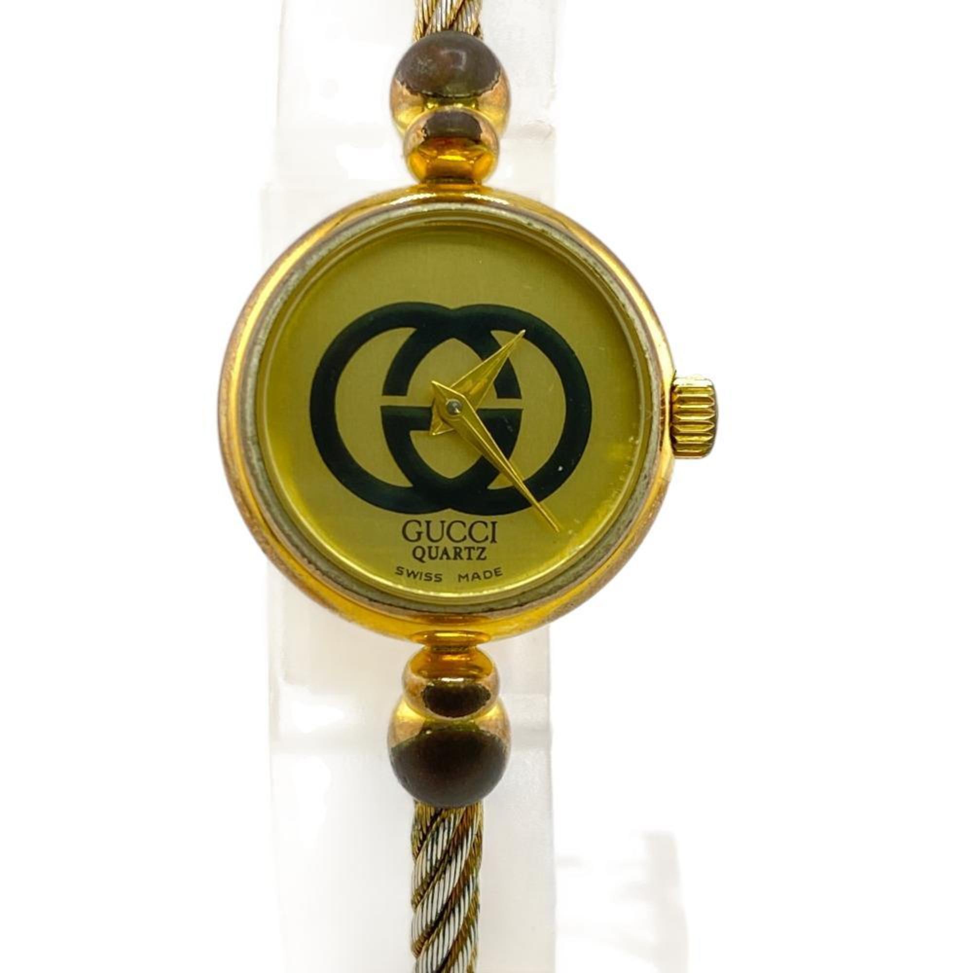GUCCI 2047L 088-847 Old Bangle Watch Quartz Wristwatch Gold Women's Z0