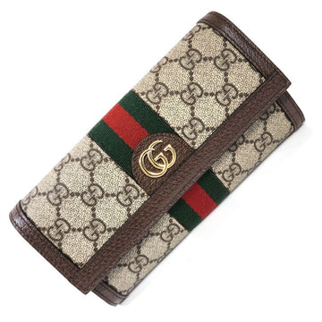 GUCCI GG Supreme Ophidia Continental Wallet Bi-fold Long 523153 Men's Women's Beige Brown