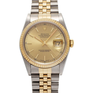 ROLEX Datejust 16233 Men's YG SS Watch Automatic Gold Dial