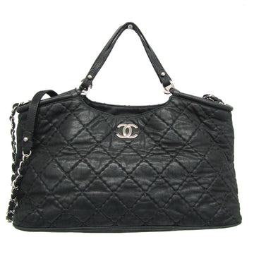CHANEL Wild Stitch Women's Leather Handbag,Shoulder Bag Black