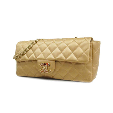 CHANEL Shoulder Bag Matelasse W Chain Nylon Gold Ladies