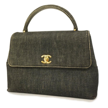 CHANEL handbag denim black ladies