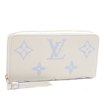 LOUIS VUITTON Round Long Wallet Monogram Empreinte Zippy Women's M83308 Latte White Candy Blue Bicolor Pastel Color