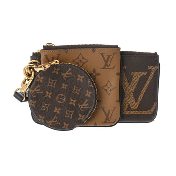 LOUIS VUITTON Monogram Reverse Giant Pochette Trio Brown/Beige M68756 Women's Canvas Pouch