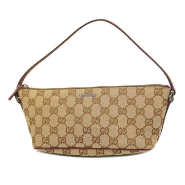 GUCCI Pouch GG Canvas 07198 Leather Brown Red Women's