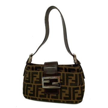 FENDI Handbag Zucca Nylon Canvas Brown Women's