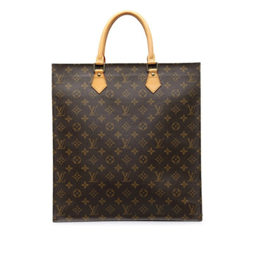 LOUIS VUITTON Monogram Sac Plat Handbag Tote Bag M51140 Brown PVC Leather Women's