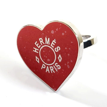 HERMES Scarf Ring Coolak Red Silver Clasp 2020 Valentine's Day Collection Heart Shape
