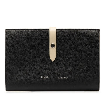 CELINE Medium Multi-Function Bi-Fold Wallet 104813 Black Grey Leather Men's