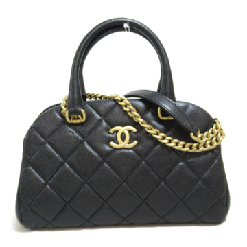 CHANEL Bowling bag Black Caviar Skin [Grained Calf] AS3893