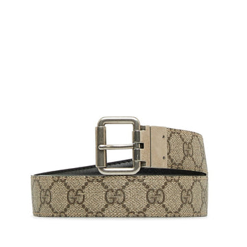 GUCCI GG Supreme reversible belt in grey, black, PVC and leather for men