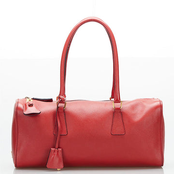 PRADA Boston Handbag BR0227 Red Leather Women's