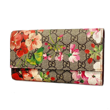 GUCCI Long Wallet GG Blooms 404070 2149 Leather Pink Brown Women's