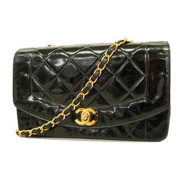 CHANEL Shoulder Bag Matelasse Diana Chain Patent Leather Black Women's