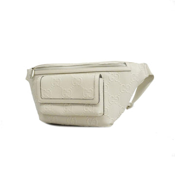 GUCCI Body Bag GG Embossed 645093 Leather White Men's