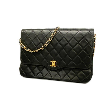 CHANEL Shoulder Bag Matelasse Chain Lambskin Black Women's