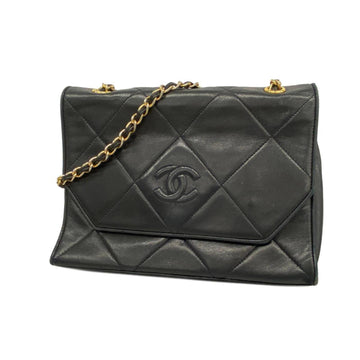 CHANEL Shoulder Bag Matelasse Chain Lambskin Black Women's